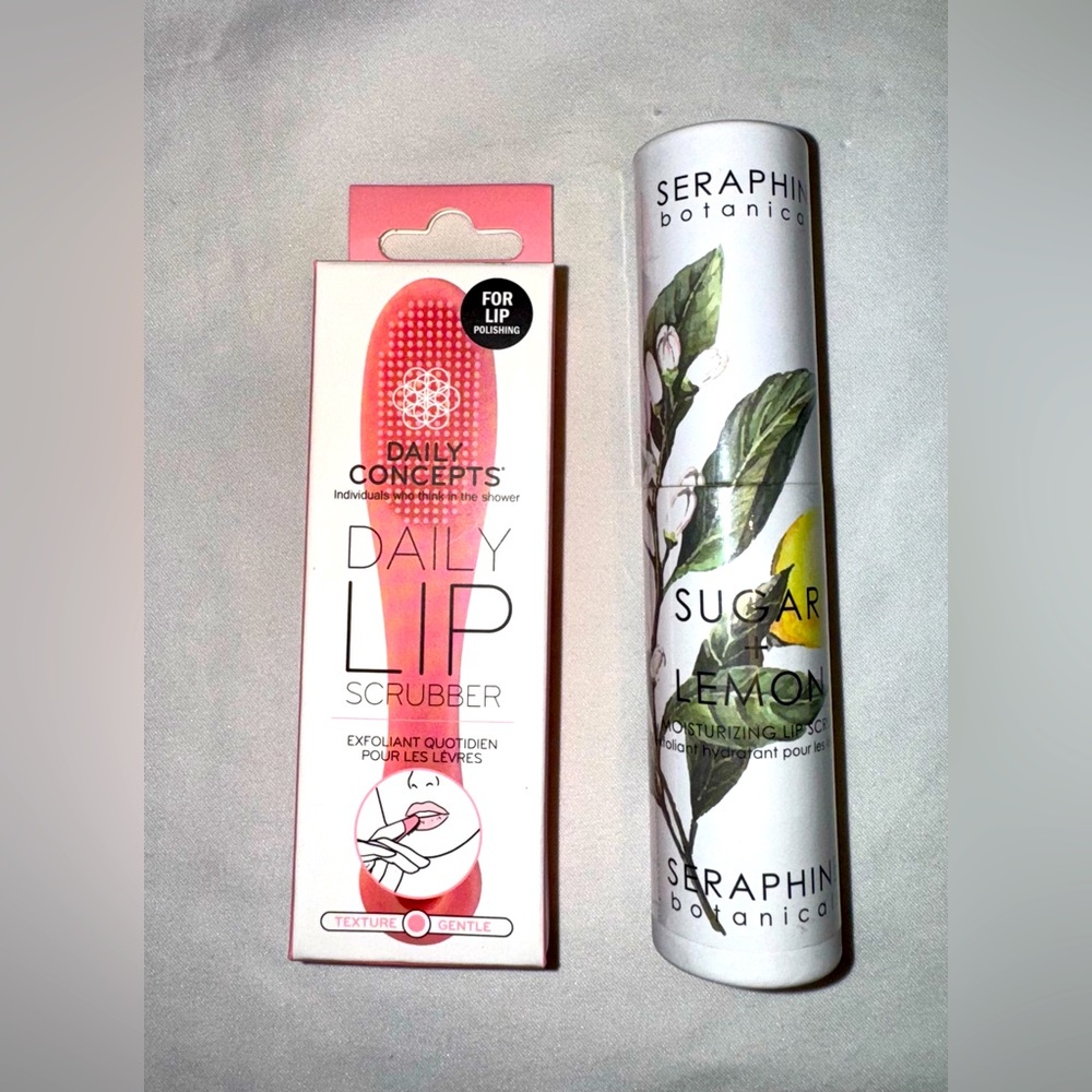 Bundle for Lips, Seraphine Botanicals Sugar/Lemon Lip Scrub & PINK LIP SCRUBBER